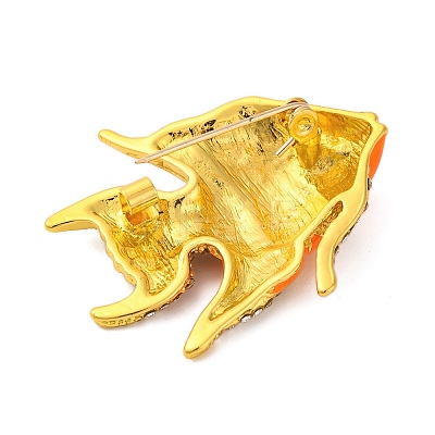 Zinc Alloy Crystal Rhinestone Resin Fish Brooch JEWB-U010-01G-01-1