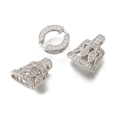 925 Sterling Silver Micro Pave Clear Cubic Zirconia Fold Over Clasps STER-M018-03P-1