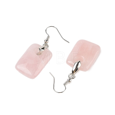 Natutal Rose Quartz Dangle Earrings EJEW-F343-E10-1