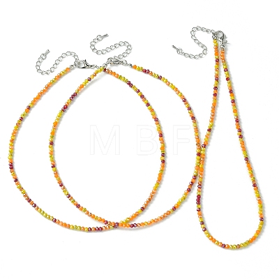 Faceted Rondelle Glass Beaded Necklace for Women NJEW-M208-01I-1