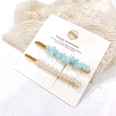 Imitation Pearl Iron Alligator Hair Clips Sets PW-WGF400E-02-1