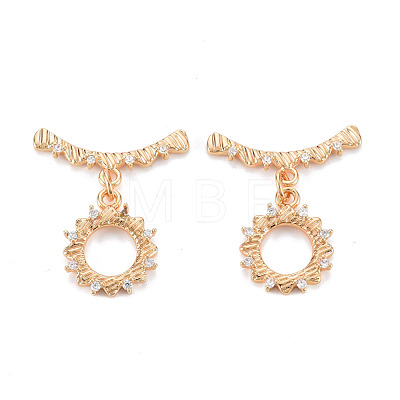 Brass Micro Pave Clear Cubic Zirconia Toggle Clasps KK-S356-579-NF-1