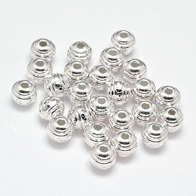 Fancy Cut 925 Sterling Silver Round Beads STER-F012-09B-1