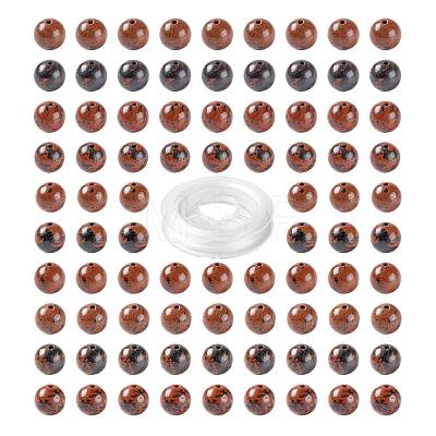 100Pcs 8mm Natural Mahogany Obsidian Round Beads DIY-LS0002-03-1