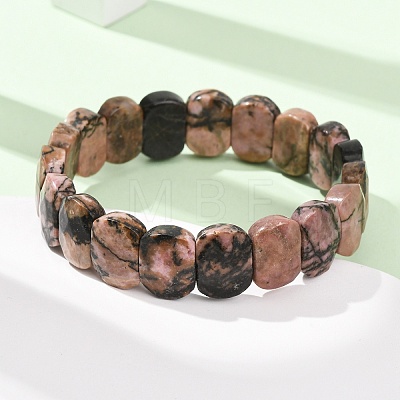 Natural Rhodonite Beaded Stretch Bracelets for Unisex G-K303-01G-1