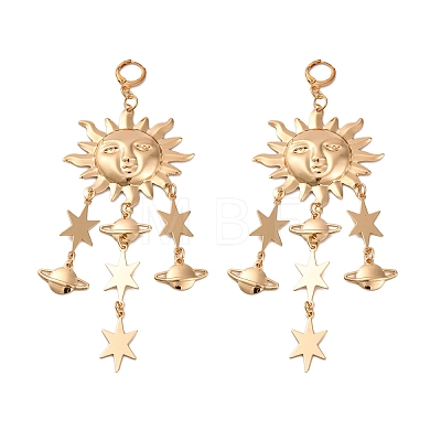 Alloy Sun Chandelier Earrings for Women EJEW-U028-01G-1