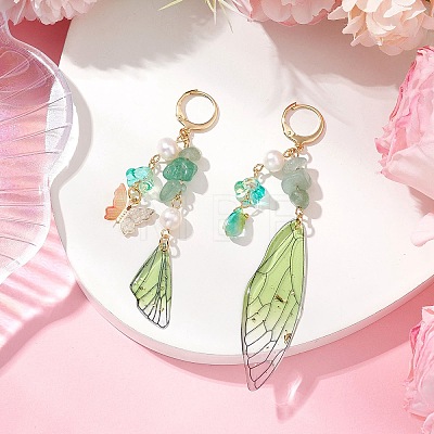 Natural Green Aventurine Leverback Earrings EJEW-TA00591-01-1