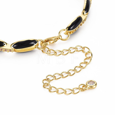 Brass Micro Pave Cubic Zirconia Link Chain Bracelet for Women BJEW-T020-05G-04-1