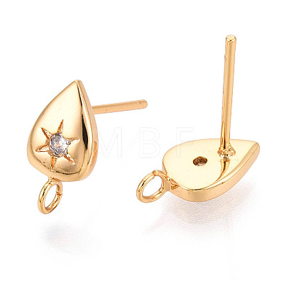 Brass Micro Pave Clear Cubic Zirconia Stud Earring Findings X-MAK-T011-11G-02-1