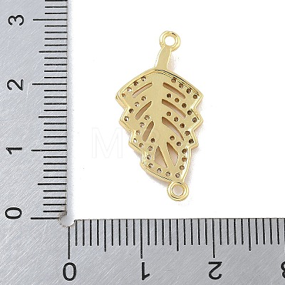 Rack Plating Brass Micro Pave Clear Cubic Zirconia Hollow Leaf Connector Charms KK-A234-055G-1