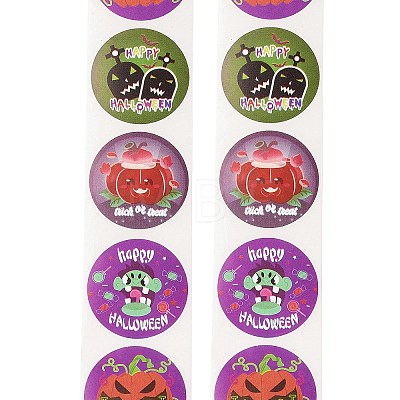 500Pcs Round Halloween Stickers AJEW-S090-03E-1