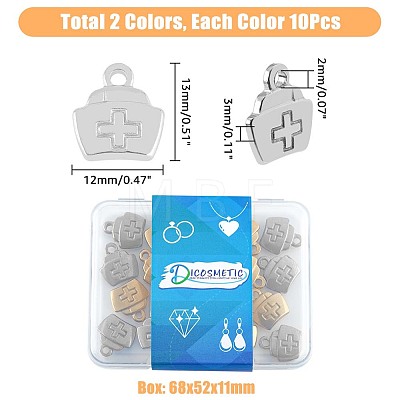 20Pcs 2 Colors 304 Stainless Steel Charms STAS-DC0011-62-1