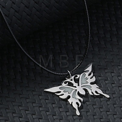 Glow in the Dark Luminous Stainless Steel Butterfly Pendant Necklaces PW-WG86035-01-1