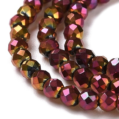 Electroplate Glass Beads Strands GLAA-H021-01A-FP10-1