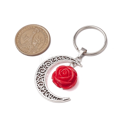 Flower Resin & Alloy Moon Keychain KEYC-JKC00821-1