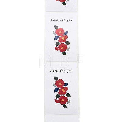 200Pcs Rectangle with Flower Here for You Theme Paper Self-Adhesive Stickers AJEW-S084-02F-1