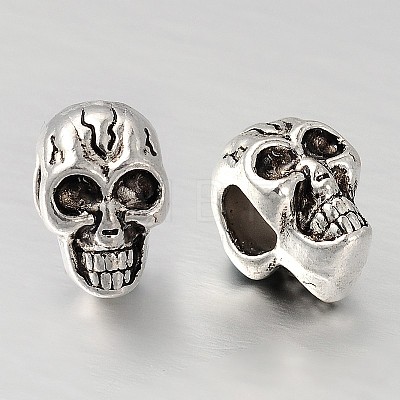 Skull Alloy European Beads MPDL-E040-59AS-1