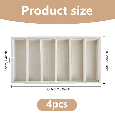 6 Grids Rectangle MDF Covered with Velvet Glasses Organizer Trays CON-WH0110-318B-1