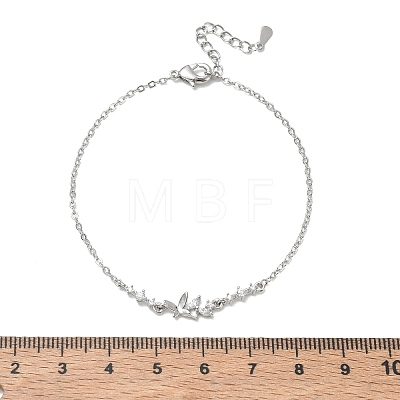 Brass Pave Clear Cubic Zirconia Link Bracelets KK-CBA6980-22P-1