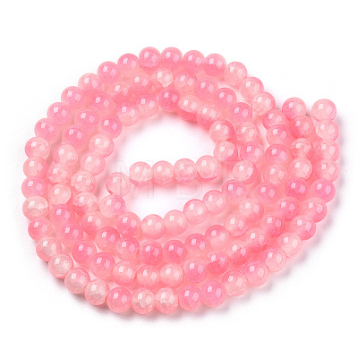 Crackle Baking Painted Imitation Jade Glass Beads Strands DGLA-T003-6mm-02-1