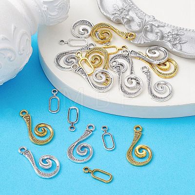 20Pcs 2 Colors Tibetan Style Alloy Hook and Eye Clasps FIND-YW0003-89-1