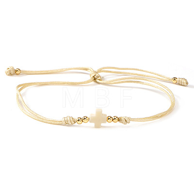 Adjustable Brass & Acrylic Beads Slider Bracelets NV0249-6-1