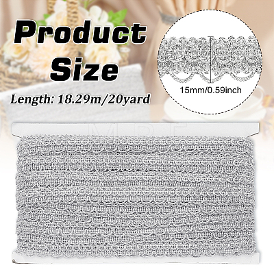 Polyester Braided Metallic Lace Trim SRIB-WH0011-180A-02-1