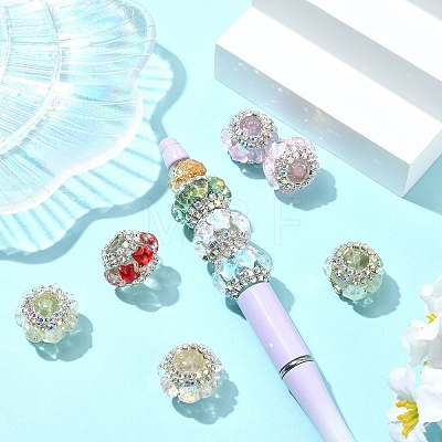 9Pcs 9 Colors Acrylic Rhinestone Rondelle Beads OACR-YW0004-54-1