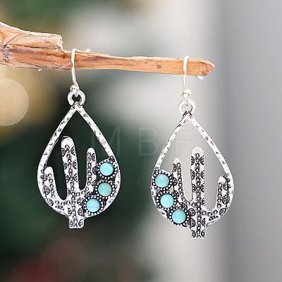 Alloy Synthetic Turquoise Dangle Earrings FS-WG8D1E3-01-1