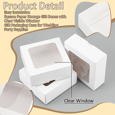 Square Paper Storage Gift Boxes with Clear Visible Window CON-WH0095-64A-1