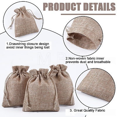 Beebeecraft Polyester Imitation Burlap Packing Pouches Drawstring Bags ABAG-BBC0001-02A-01-1