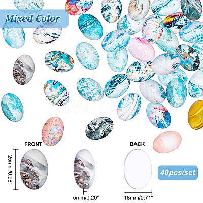   1 Set Marble Pattern Glass Cabochons GLAA-PH0002-09-1