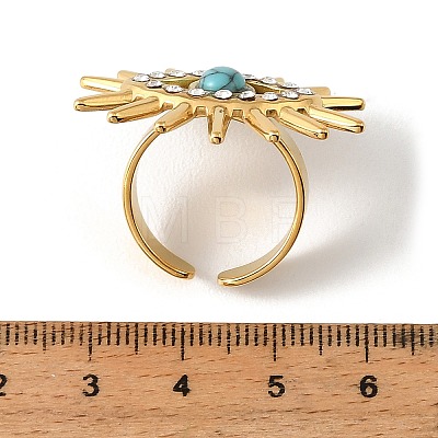 304 Stainless Steel Rhinestone Cuff Open Rings RJEW-H269-04G-1