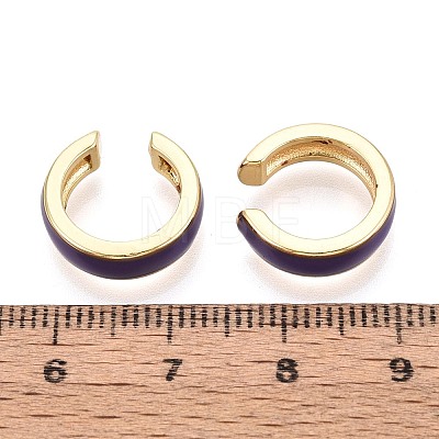 C-Shaped Brass Enamel Cuff Earrings EJEW-T049-07G-1