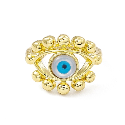 Natural Shell Evil Eye Open Cuff Ring RJEW-I091-06G-1