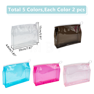 WADORN 10Pcs 5 Colors Transparent PVC Cosmetic Storage Zipper Bags ABAG-WR0001-04-1