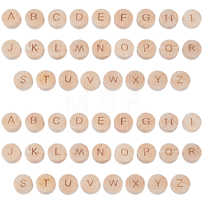 52Pcs 26 Styles Beech Wood Beads WOOD-PA0001-60-1