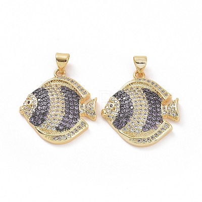 Brass Micro Pave Clear Cubic Zirconia Pendants ZIRC-F135-04G-01-1