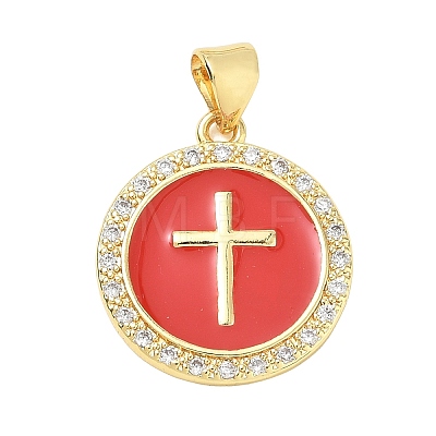 Religion Cross Brass Micro Pave Clear Cubic Zirconia Pendants CU-CBA83A6-03B-G-1