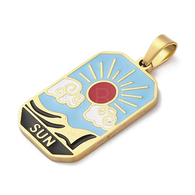 Ion Plating(IP) 304 Stainless Steel Enamel Pendants STAS-Q003-01G-08-1