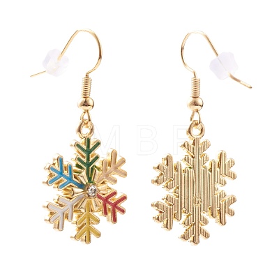 Alloy Enamel Snowflake Dangle Earrings for Christmas X-EJEW-JE04461-1