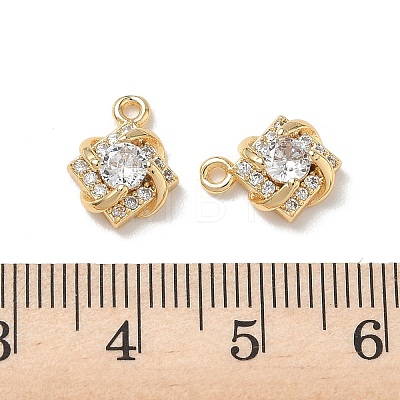 Brass Micro Pave Clear Cubic Zirconia Charms KK-P355-20G-1