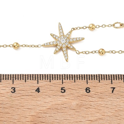 304 Stainless Steel Micro Pave Clear Star Pendant Long Tassel Y Necklaces for Women NJEW-C119-02G-1