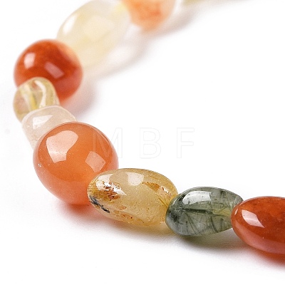 Natural Rutilated Quartz Bead Stretch Bracelets BJEW-K213-17-1