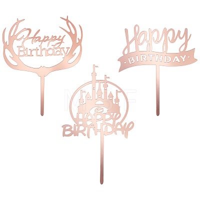 3Pcs 3 Styles Acrylic Cake Toppers FIND-TA0010-38A-1