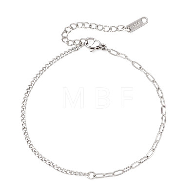 304 Stainless Steel Curb & Cable Chain Bracelets for Women BJEW-JB13116-1