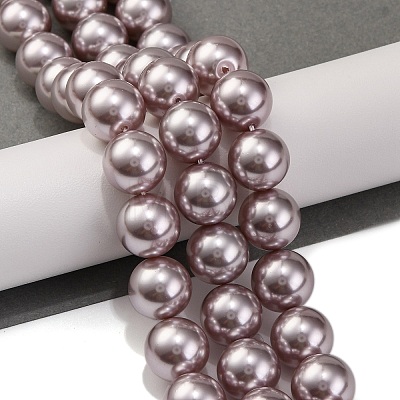 Baking Painted Pearlized Glass Pearl Round Bead Strands PEAR-H019-02E-03-1