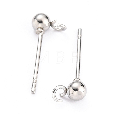 304 Stainless Steel Ball Post Stud Earring Findings X-STAS-Z035-03P-1