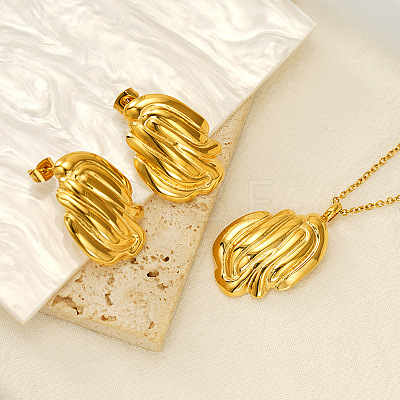 304 Stainless Steel Pendant Necklaces & Stud Earrings FS-WG14082-06-1