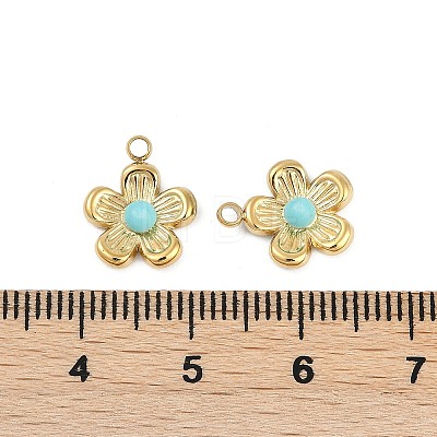 Synthetic Turquoise Flower Charms STAS-I325-143G-01-1